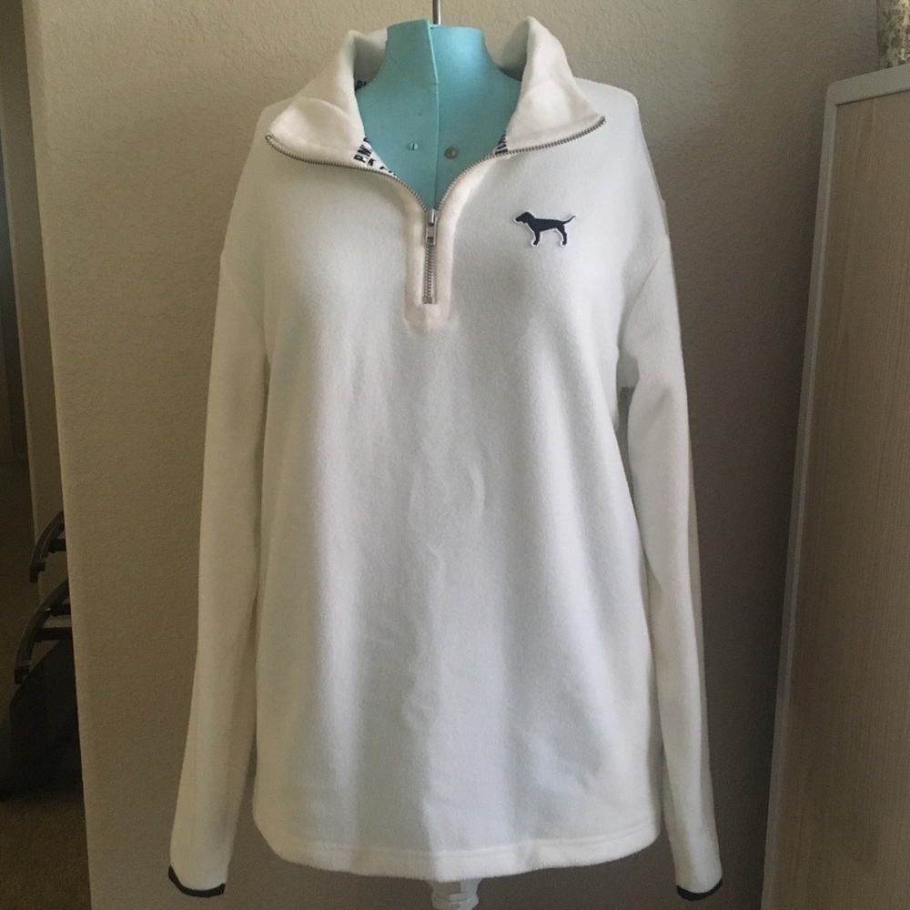 PINK Fleece Pullover, White - Picture 2 of 4